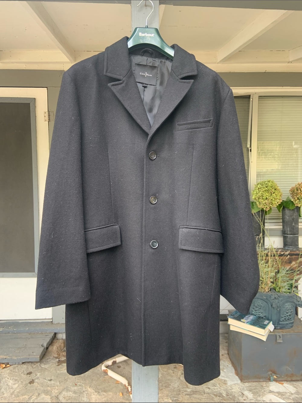 Cole Haan Charcoal Black Wool Overcoat - Classic Men's Coat